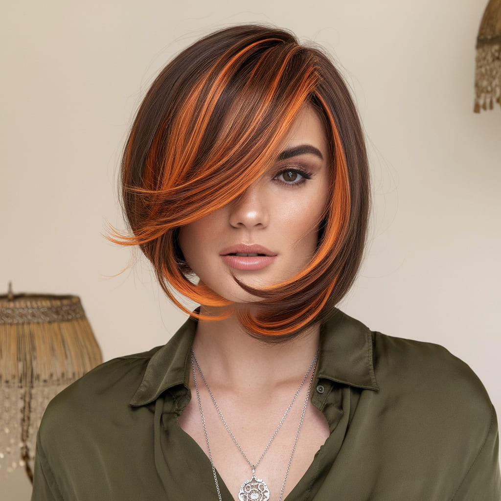 Asymmetrical Bob With Bold Highlights