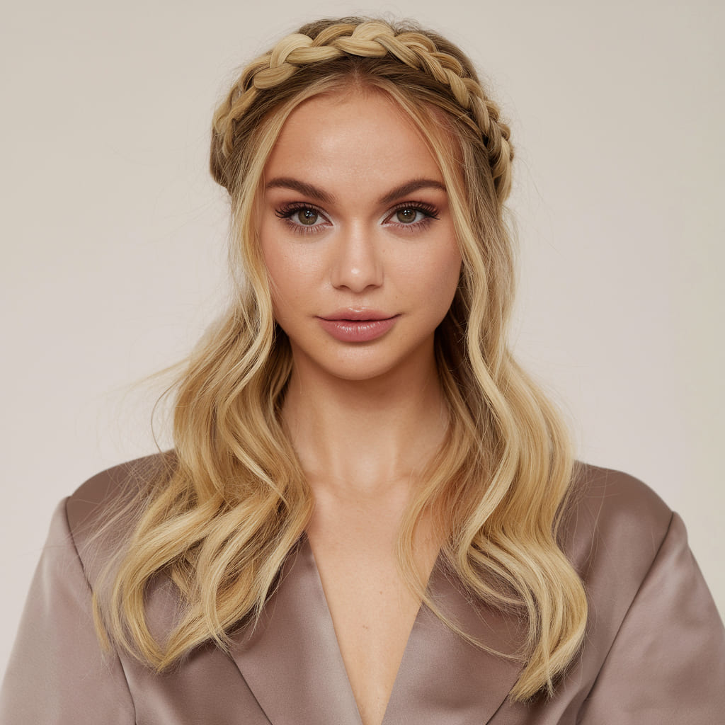 Braided Crown with Loose Waves