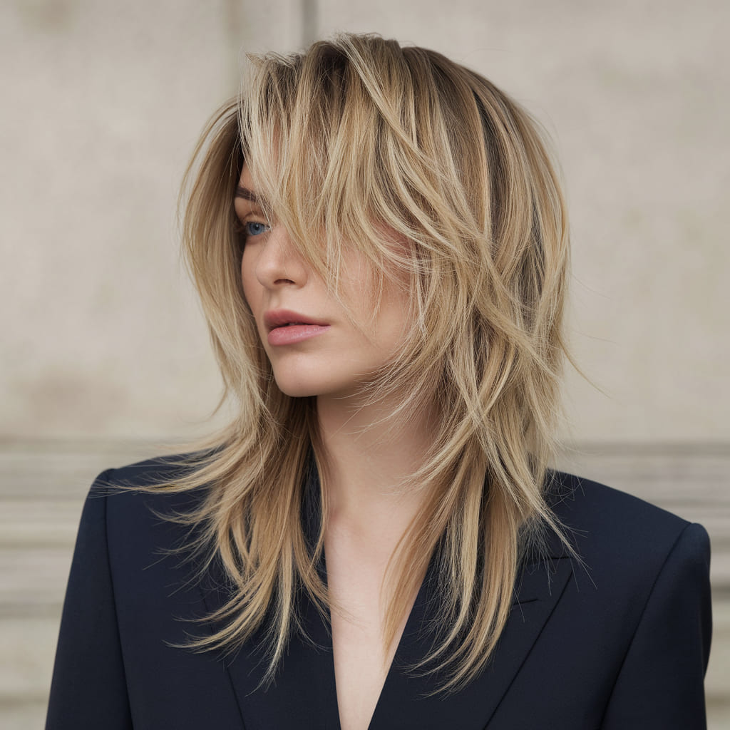 Layered Long Hair with Textured Ends