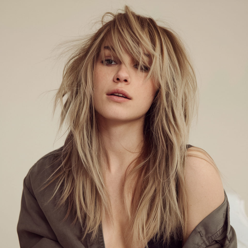 Long Tousled Layers with Textured Bangs