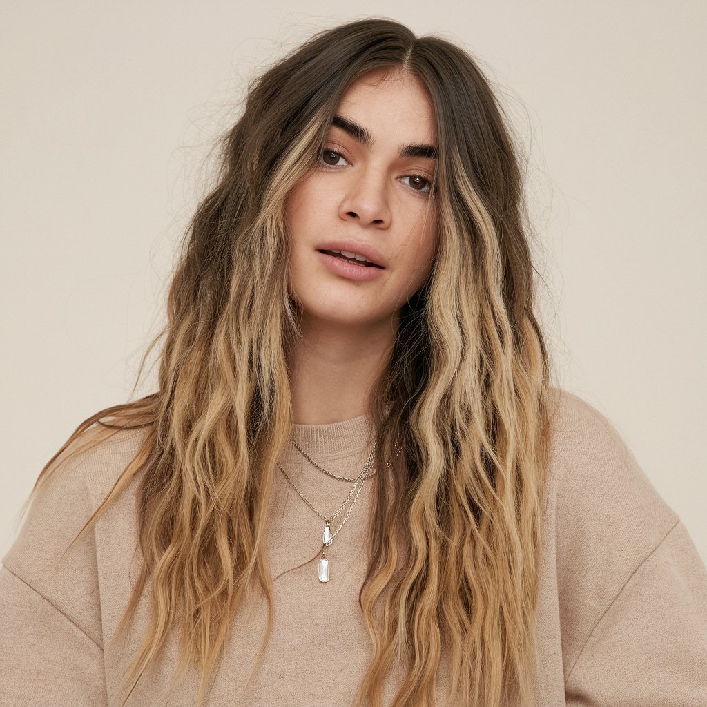 Long and Wavy with Middle Part