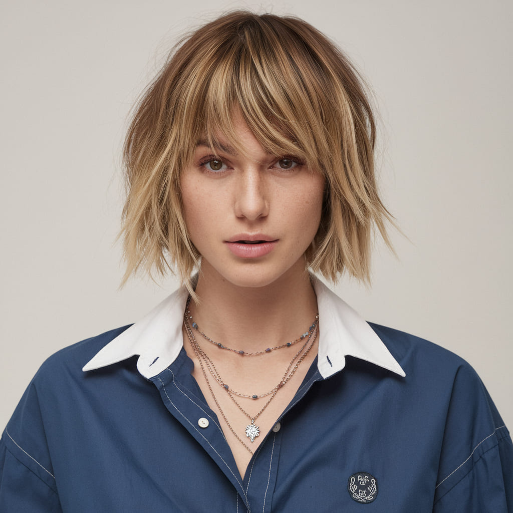 Short Shag Cut with Layered Bangs