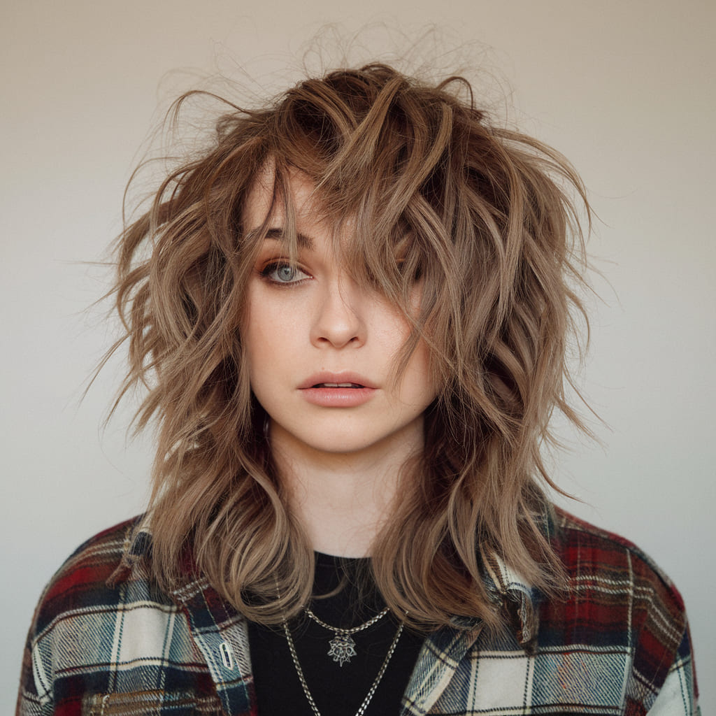 Curly Emo Shag with Defined Layers