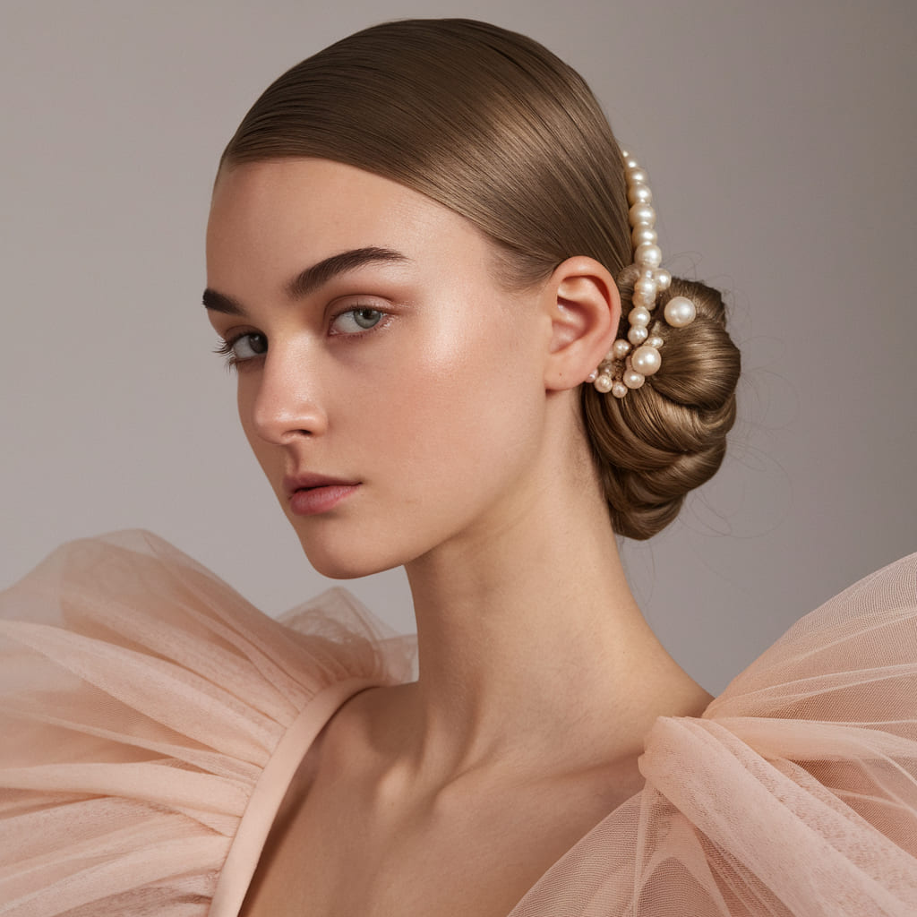 Low Bun with Pearl Accessories