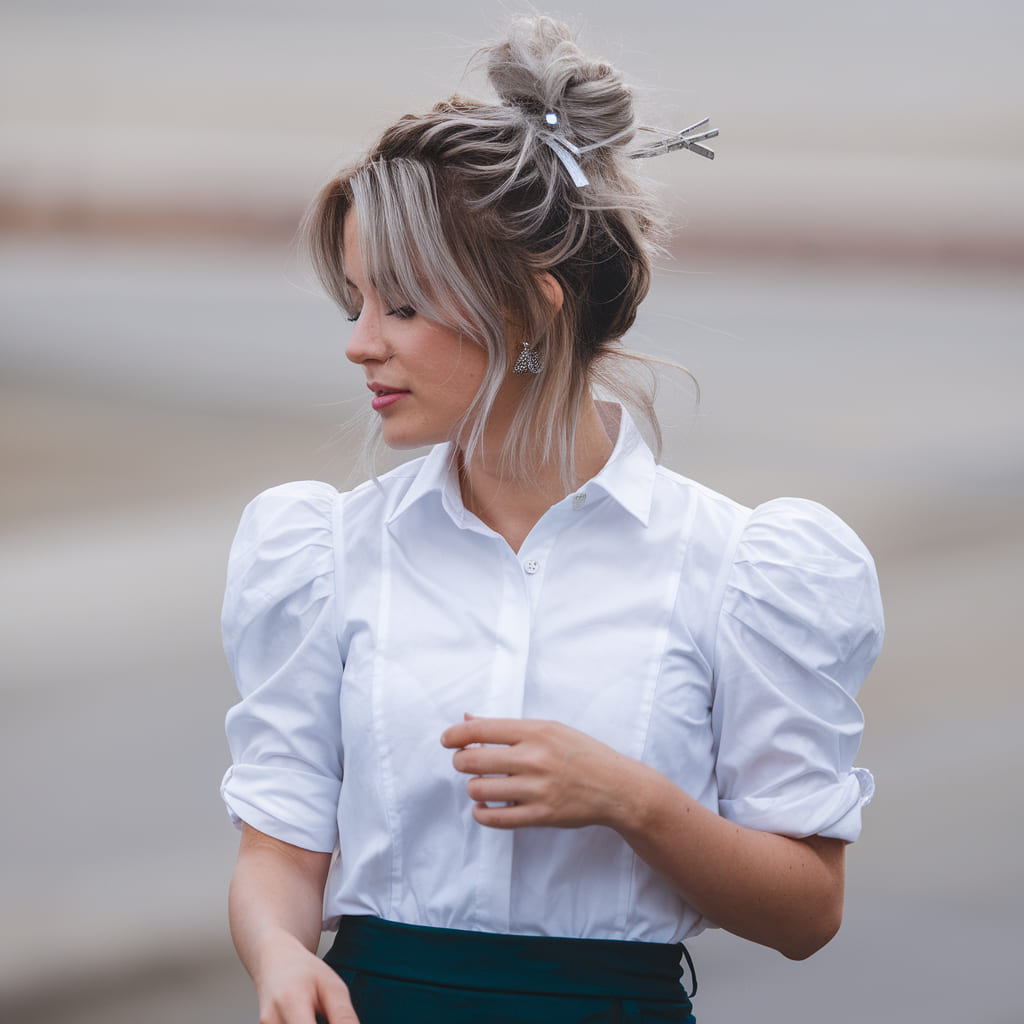 Messy Bun with Silver Accents