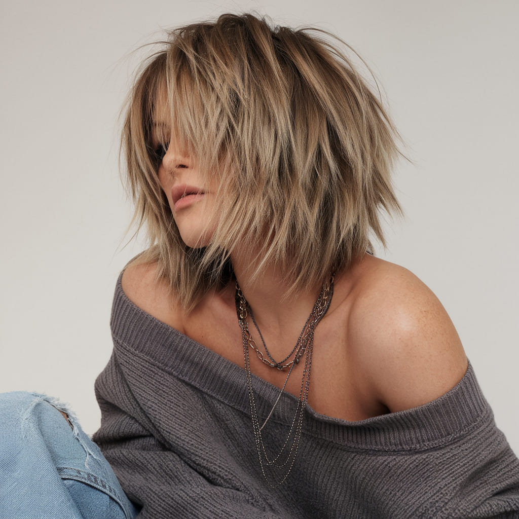 Shaggy Bob Haircut with Textured Ends