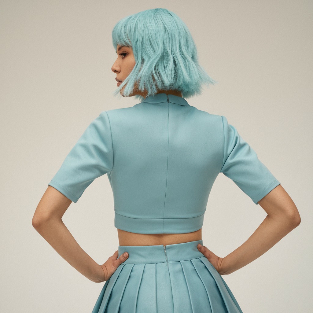 Short Aqua Bob with Bangs