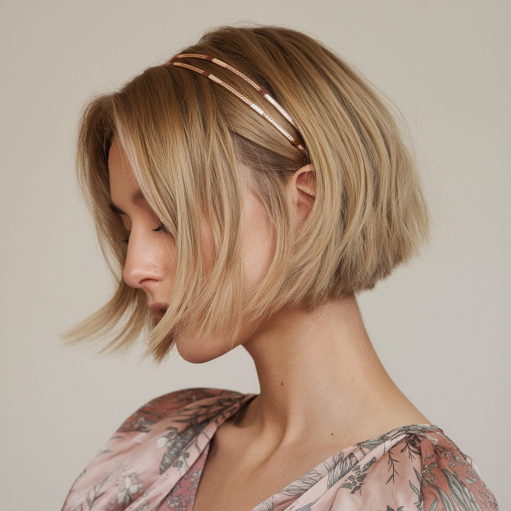 Short Choppy Bob with a Minimalist Headband