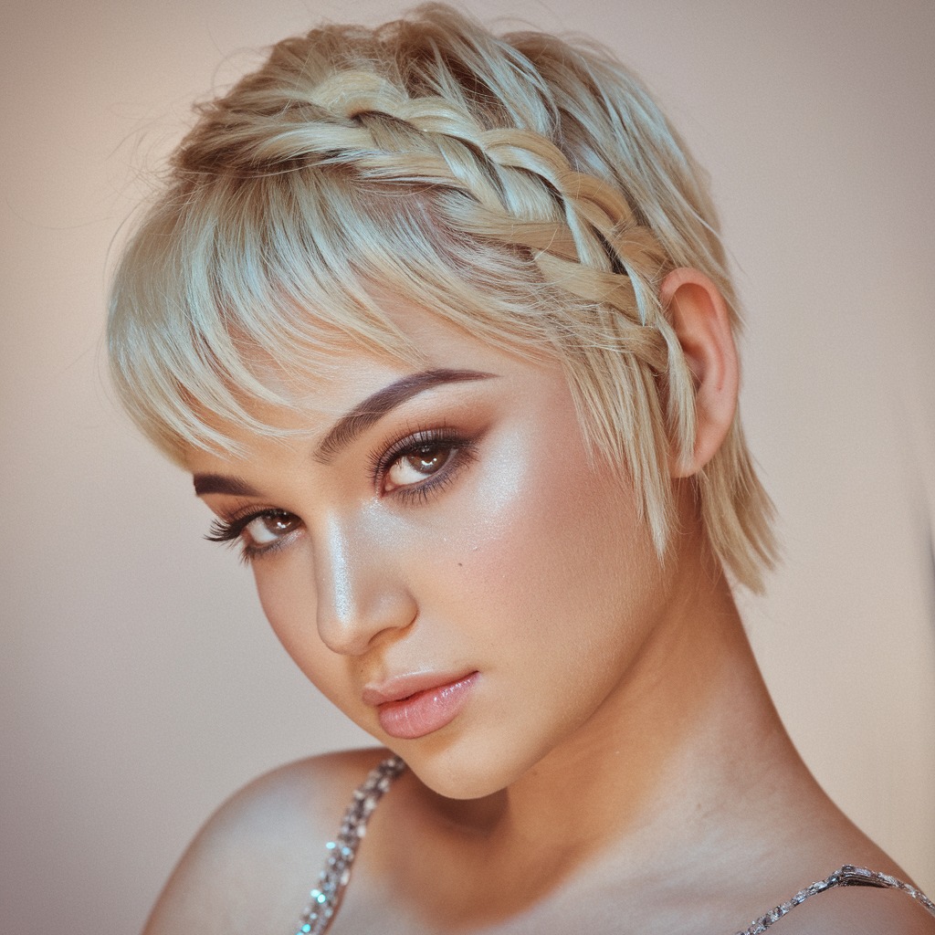 Side French Braid with Pixie Cut