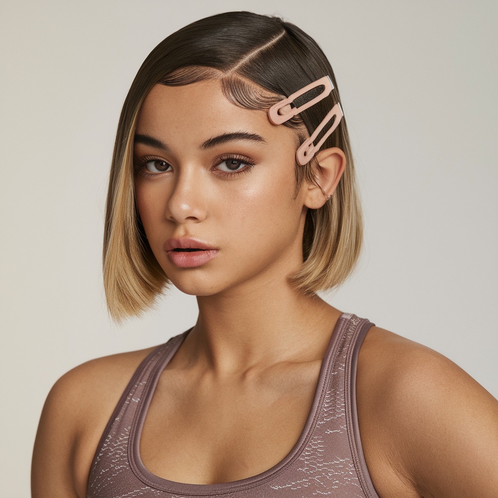 Sleek Side-Part with Hair Clips