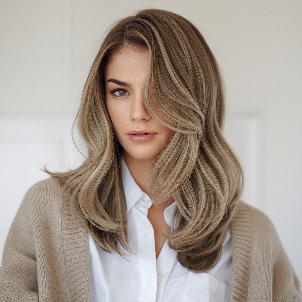 Sleek Waves with Side Part