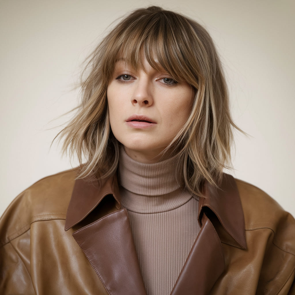 Soft Shag Haircut with Fringed Bangs