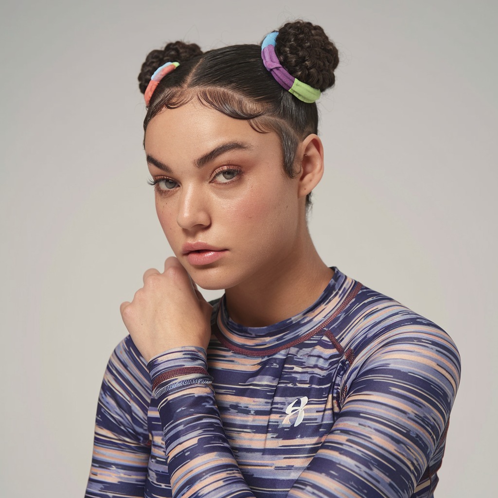 Space Buns with Colorful Bands