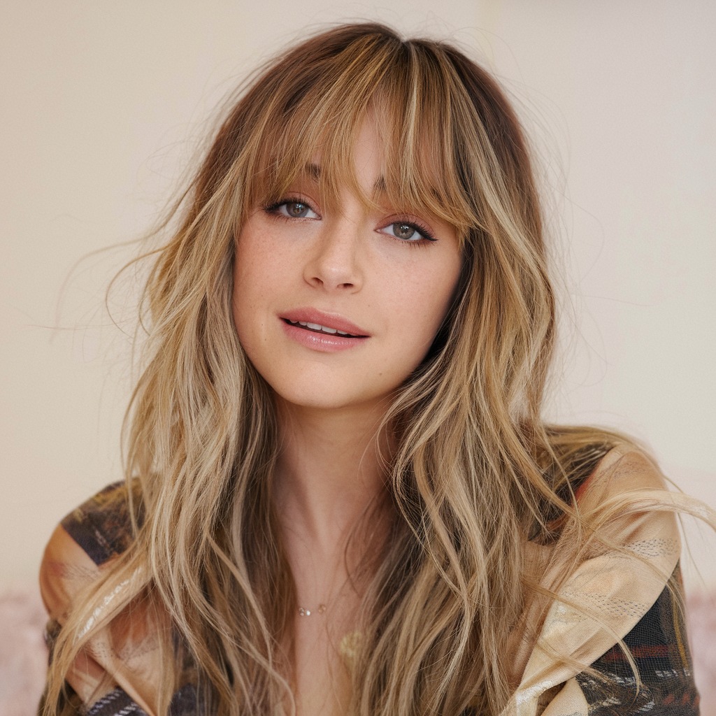 Wavy Layers with Honey-Brown Wispy Bangs