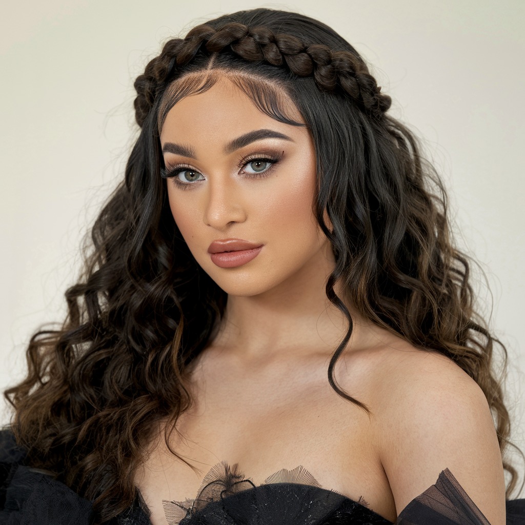 Braided Crown with Loose Curls