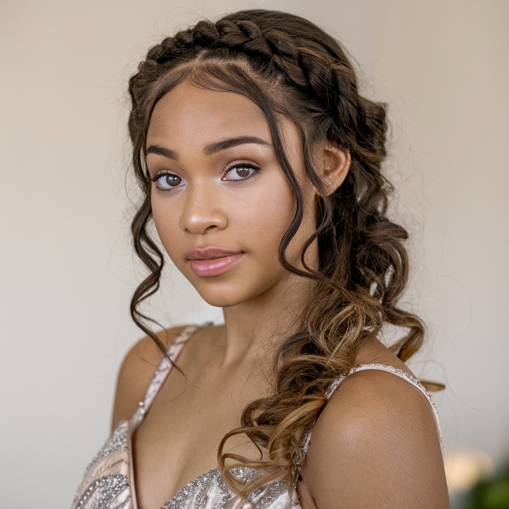 Braided Crown with Loose Waves