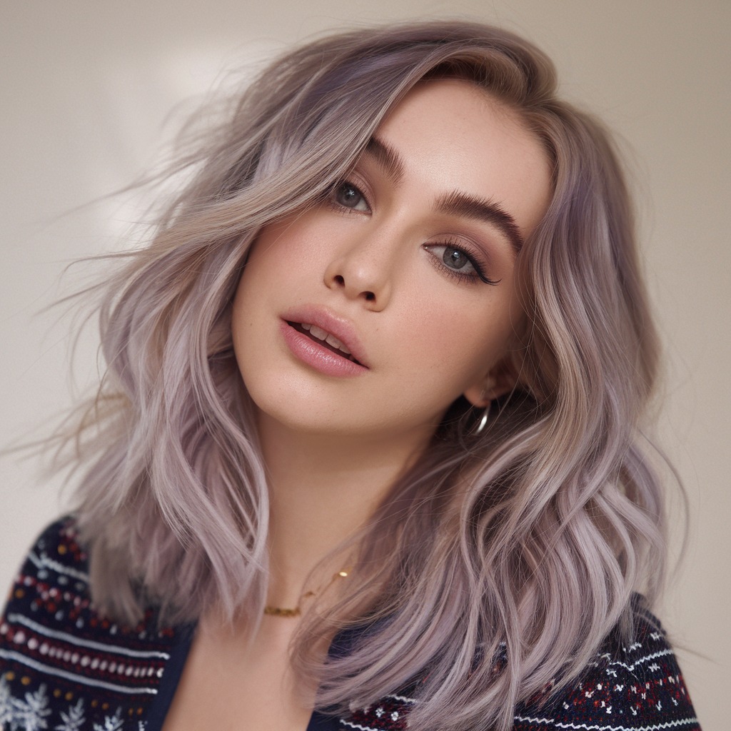 Cool Ash Blonde with Lavender Undertones