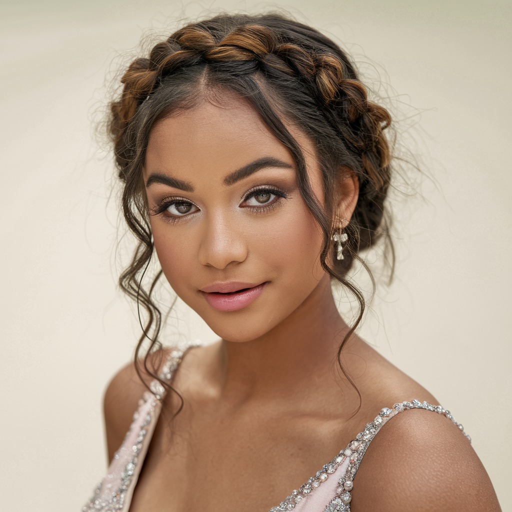 Halo Braid with Loose Curls