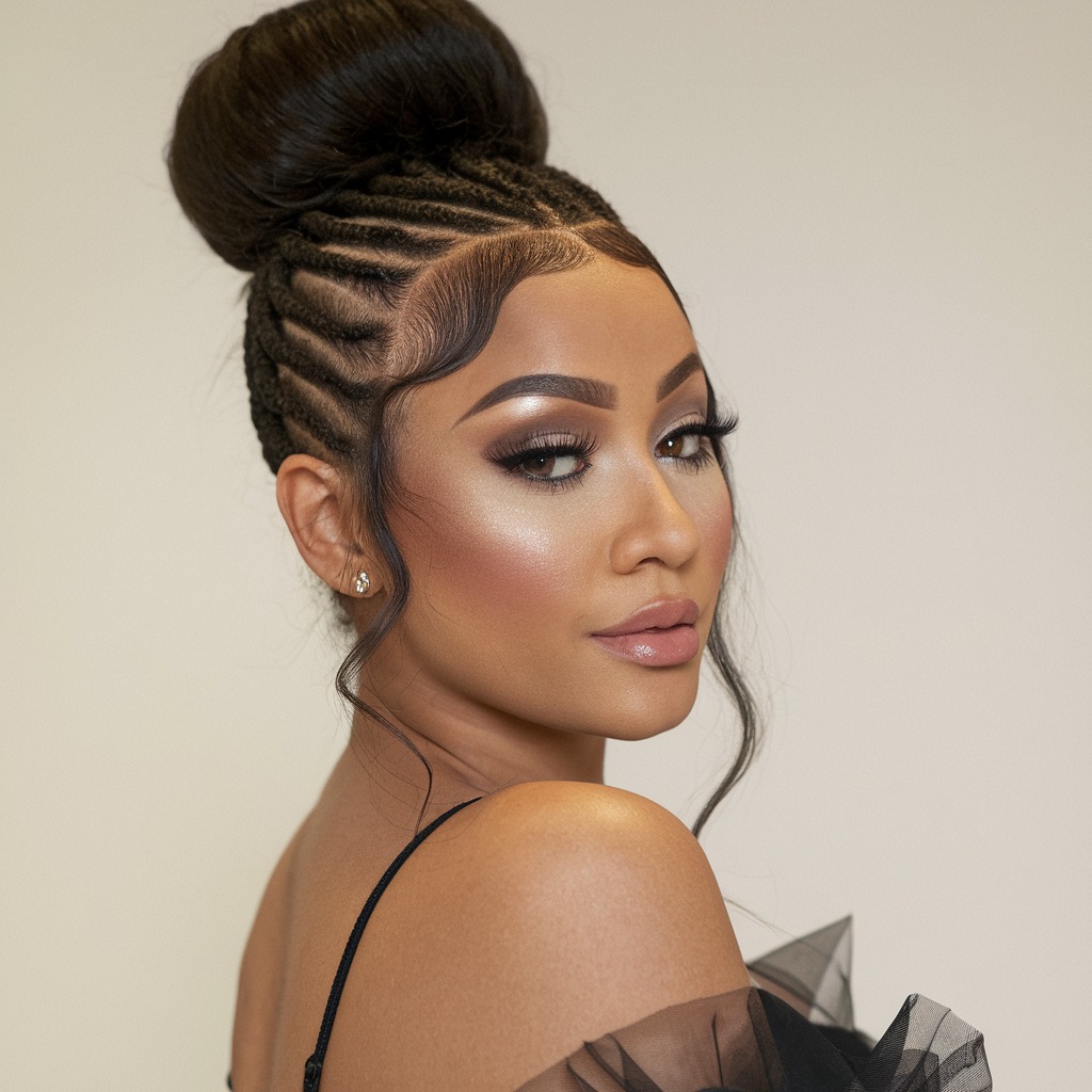 High Bun with Sculpted Baby Hairs