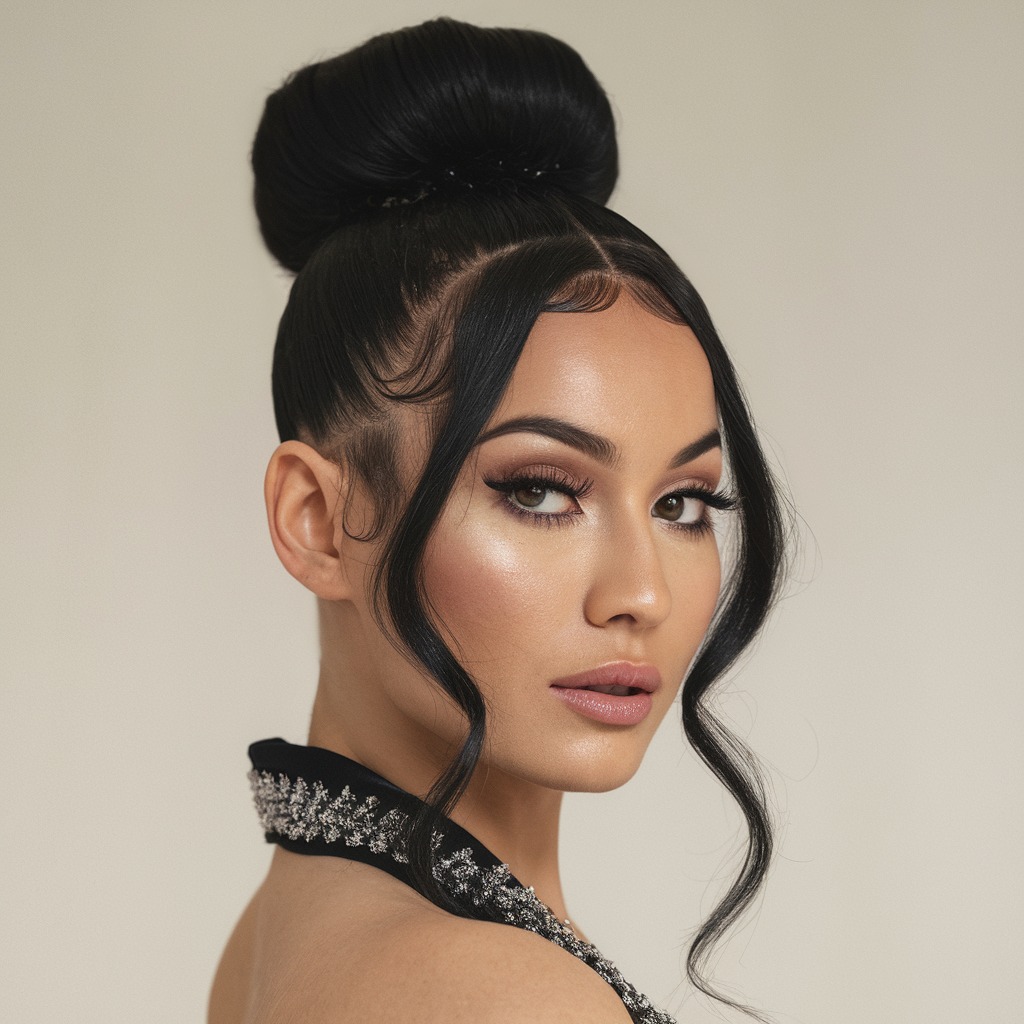 High Bun with Sleek Edges